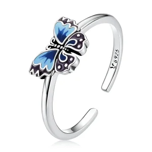 PANDORA típusú Retro pillangó nyitott gyűrű - SCR802 (kép) PANDORA típusú Retro pillangó nyitott gyűrű - SCR802