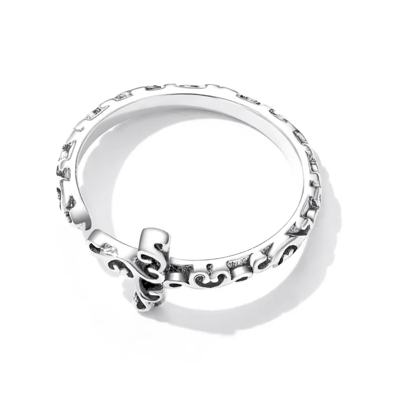 (kép) PANDORA típusú Vintage kereszt nyitott gyűrű - VSR162 - Megtekintés 3