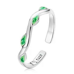 PANDORA típusú Zöld levelek nyitott gyűrű - SCR808 (kép) PANDORA típusú Zöld levelek nyitott gyűrű - SCR808