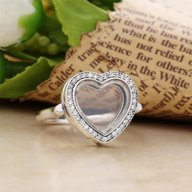 (kép) Csillogó szívalakú PANDORA lebegő medál gyűrű - 197252CZ - Megtekintés 2