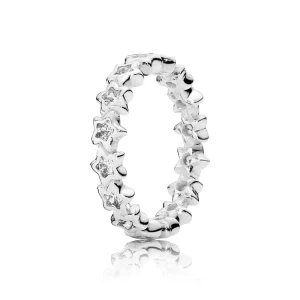 (kép) PANDORA Csillagos ezüstgyűrű áttetsző cirkóniával - 190974CZ