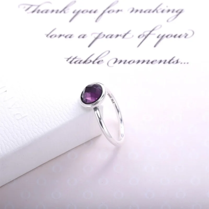 (kép) PANDORA ezüst gyűrű, Február Vízcseppek Birthstone - Megtekintés 3