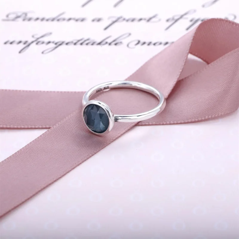(kép) PANDORA ezüst gyűrű, Március Vízcseppek Birthstone - Megtekintés 2