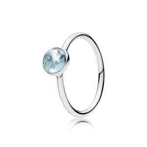 (kép) PANDORA ezüst gyűrű, Március Vízcseppek Birthstone