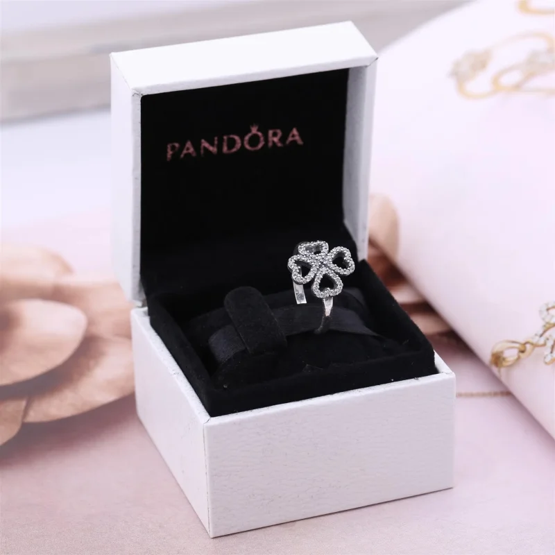 (kép) PANDORA Heart clover silver ring with clear cubic zirconia - 190978CZ - Megtekintés 4