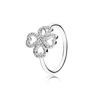 (kép) PANDORA Heart clover silver ring with clear cubic zirconia - 190978CZ