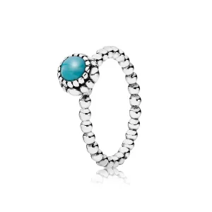 PANDORA Silver ring, birthstone-December, turquoise - 190854TQ (kép) PANDORA Silver ring, birthstone-December, turquoise - 190854TQ