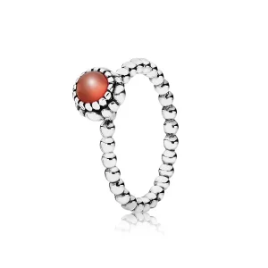 PANDORA Silver ring, birthstone-July, carnelian - 190854CAR (kép) PANDORA Silver ring, birthstone-July, carnelian - 190854CAR