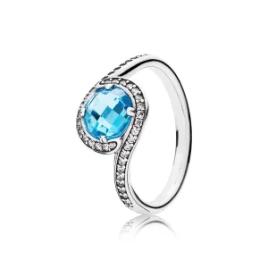 PANDORA Sterling ezüst gyűrű égkék kristállyal és cirkóniával - 190968NBS (kép) PANDORA Sterling ezüst gyűrű égkék kristállyal és cirkóniával - 190968NBS