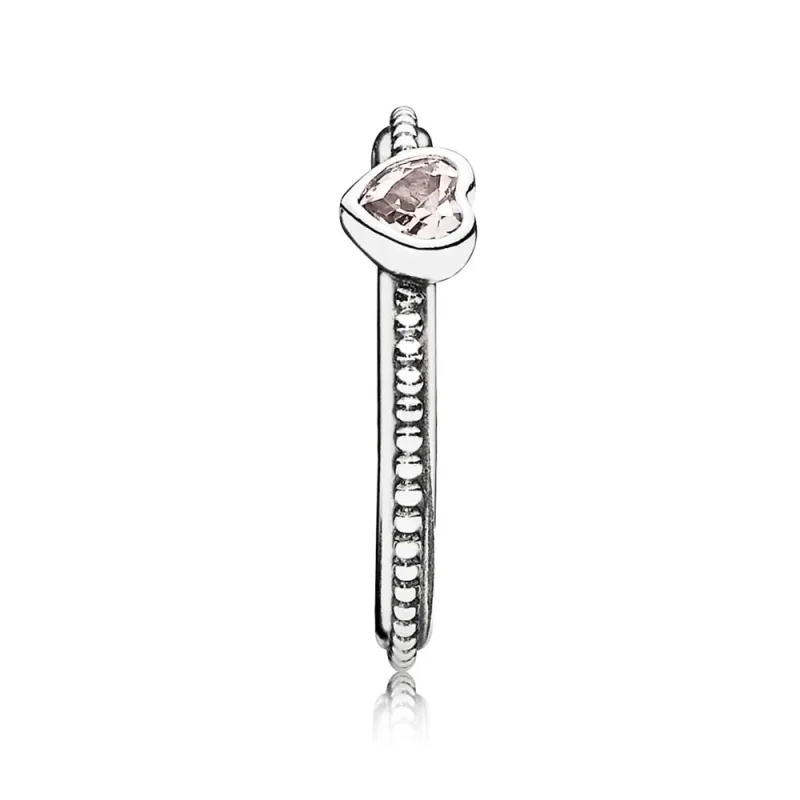 (kép) PANDORA Sterling ezüst szíves gyűrű rózsaszín szintetikus zafírral - 190896SLP - Megtekintés 2