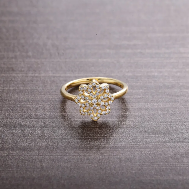 (kép) PANDORA Virágmintás 14 k arany gyűrű áttetsző cirkóniával - 150182CZ - Megtekintés 2