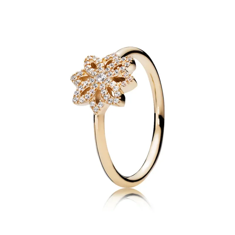 (kép) PANDORA Virágmintás 14 k arany gyűrű áttetsző cirkóniával - 150182CZ