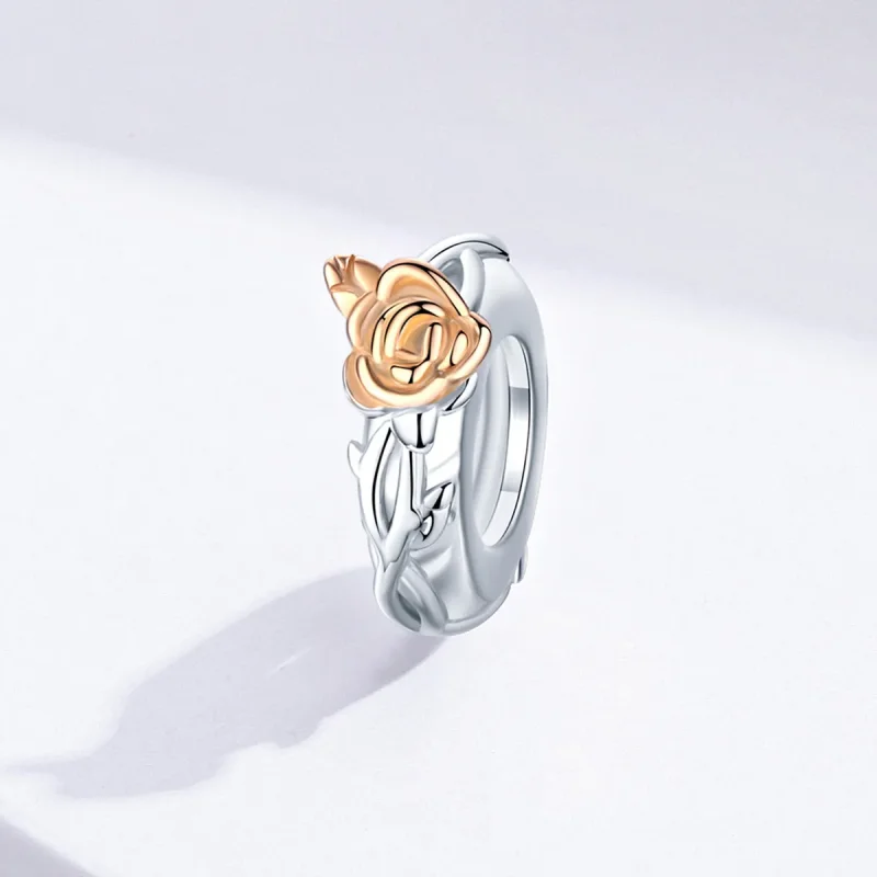 (kép) PANDORA típusú bicolor szerető rózsa virágok spacer charm - BSC146 - Megtekintés 2