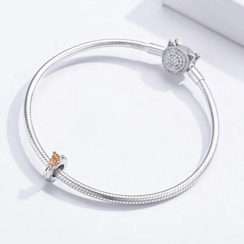 (kép) PANDORA típusú bicolor szerető rózsa virágok spacer charm - BSC146 - Megtekintés 3
