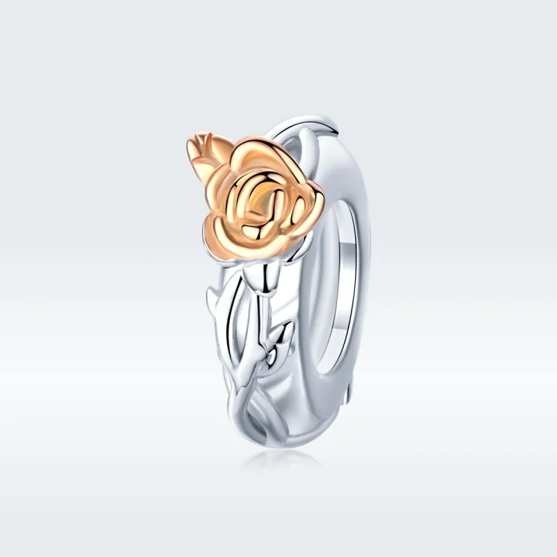 (kép) PANDORA típusú bicolor szerető rózsa virágok spacer charm - BSC146 - Megtekintés 5