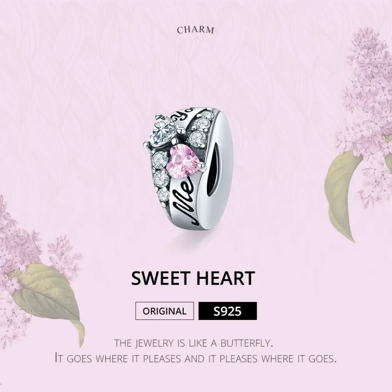 (kép) PANDORA típusú édes szív spacer charm - BSC283 - Megtekintés 6