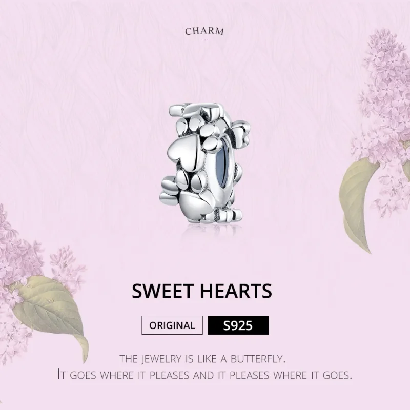 (kép) PANDORA típusú édes szívek spacer charm - SCC1504 - Megtekintés 6