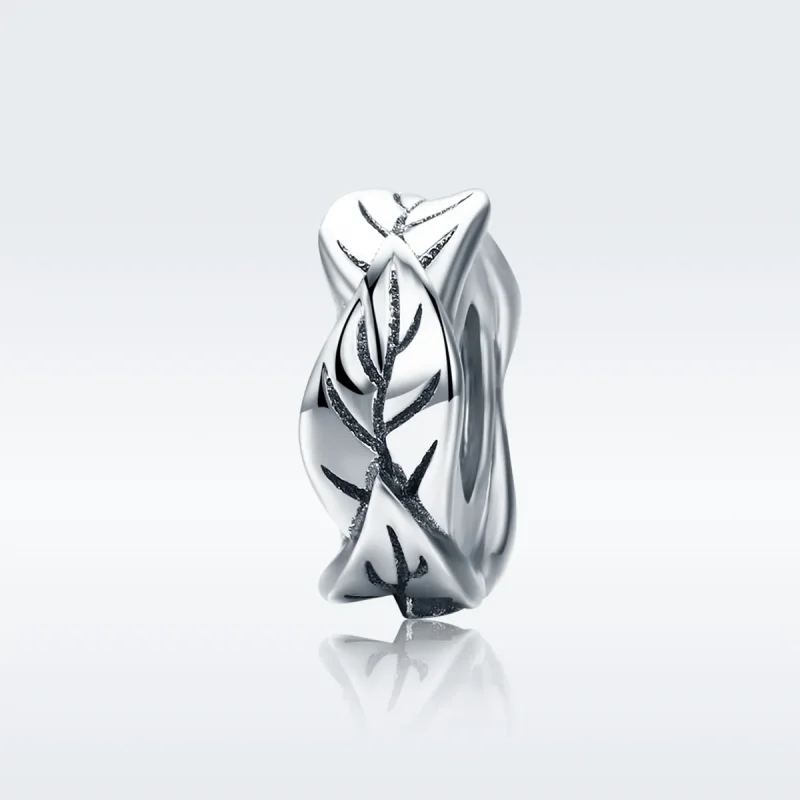 (kép) PANDORA típusú fehér levelek spacer charm - SCC597 - Megtekintés 2