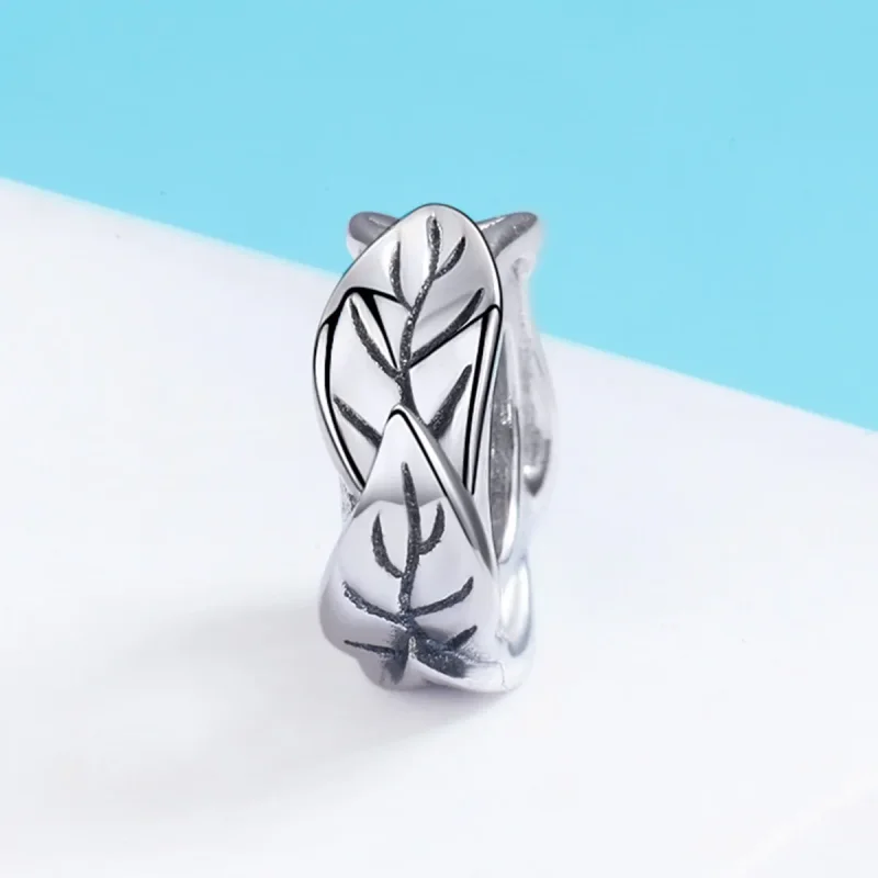 (kép) PANDORA típusú fehér levelek spacer charm - SCC597 - Megtekintés 3