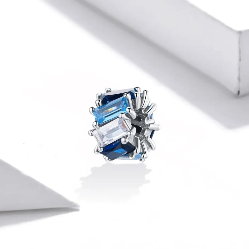 (kép) PANDORA típusú kék négyzet spacer charm - SCC1806 - Megtekintés 2