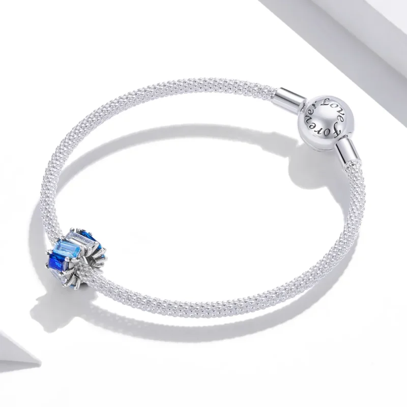 (kép) PANDORA típusú kék négyzet spacer charm - SCC1806 - Megtekintés 3