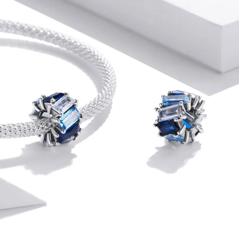 (kép) PANDORA típusú kék négyzet spacer charm - SCC1806 - Megtekintés 4