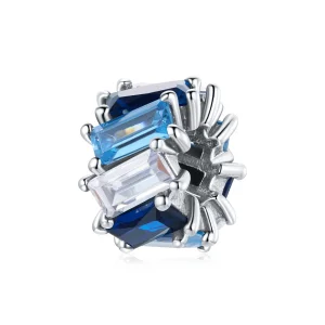 (kép) PANDORA típusú kék négyzet spacer charm - SCC1806