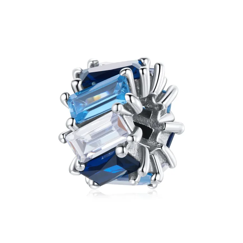 (kép) PANDORA típusú kék négyzet spacer charm - SCC1806