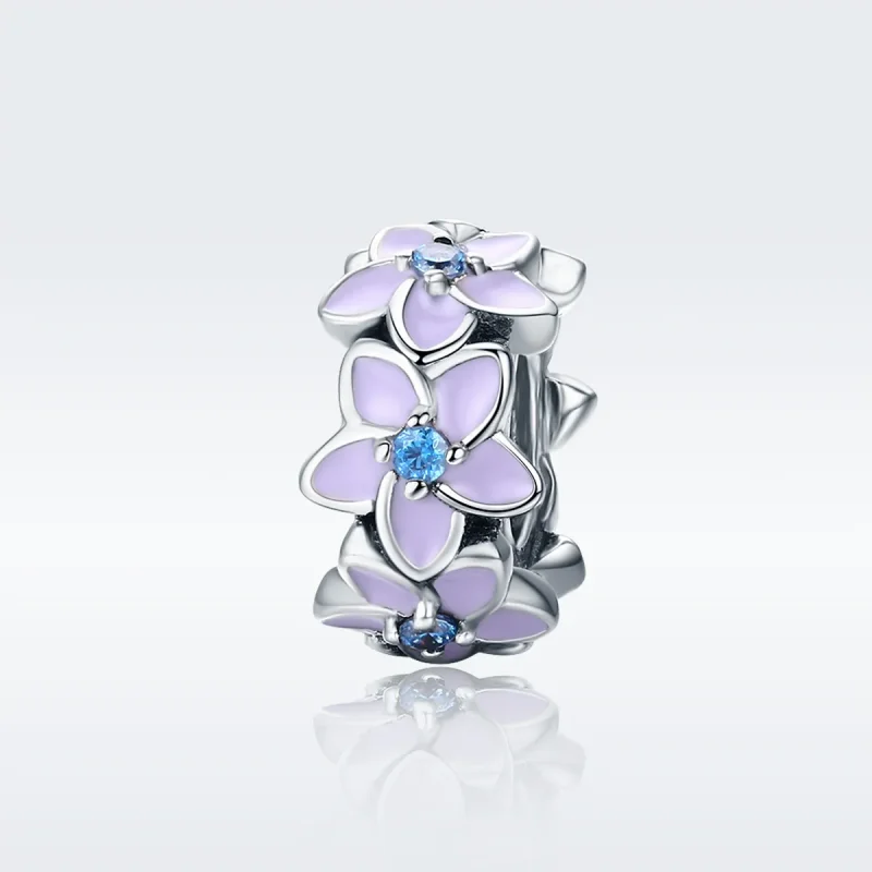 (kép) PANDORA típusú lila virágok spacer charm - SCC601 - Megtekintés 2