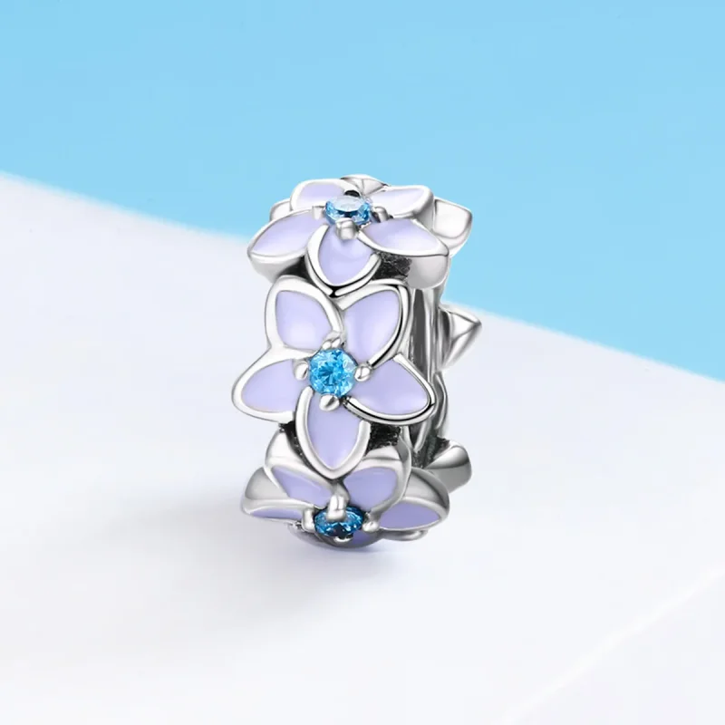 (kép) PANDORA típusú lila virágok spacer charm - SCC601 - Megtekintés 3