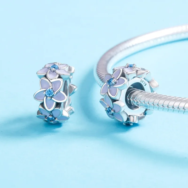 (kép) PANDORA típusú lila virágok spacer charm - SCC601 - Megtekintés 5