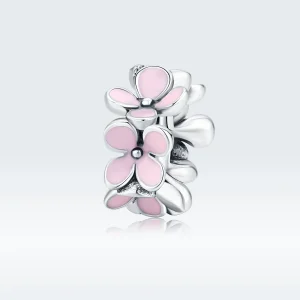 (kép) PANDORA típusú rózsaszín virág spacer charm - SCC1484