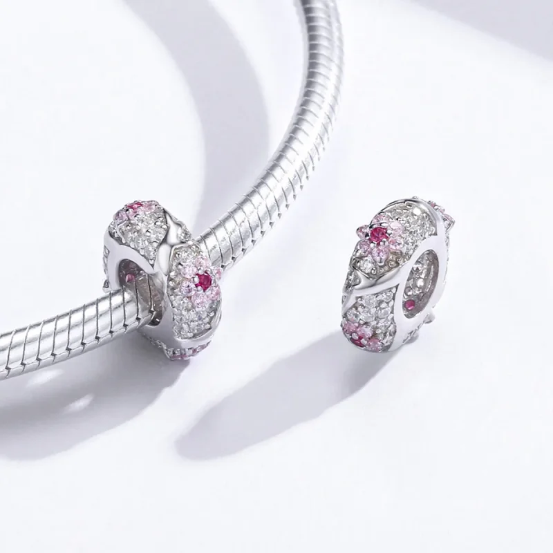 (kép) PANDORA típusú szilva virág spacer charm - BSC152 - Megtekintés 4