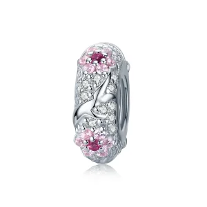 (kép) PANDORA típusú szilva virág spacer charm - BSC152