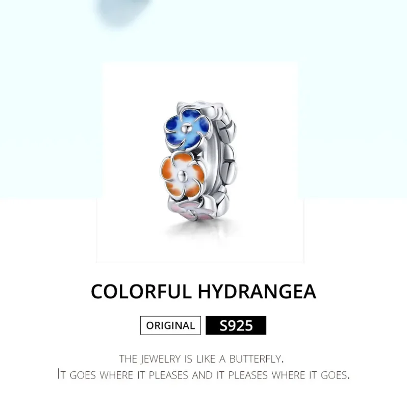 (kép) PANDORA típusú színes hortenzia spacer charm - SCC1703 - Megtekintés 6