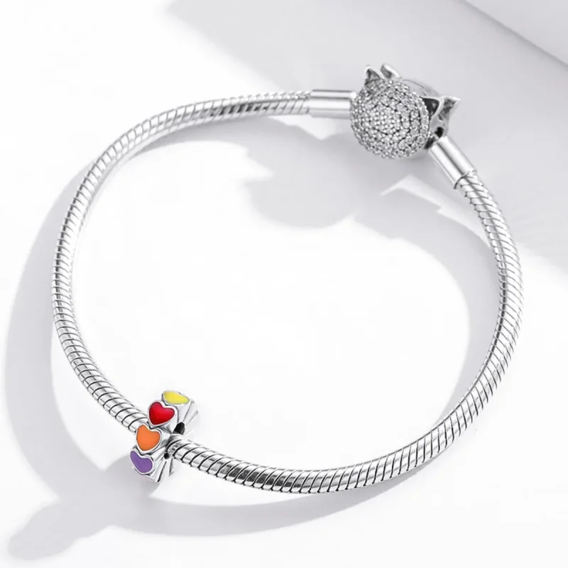 (kép) PANDORA típusú színes szív spacer charm - SCC1838 - Megtekintés 3