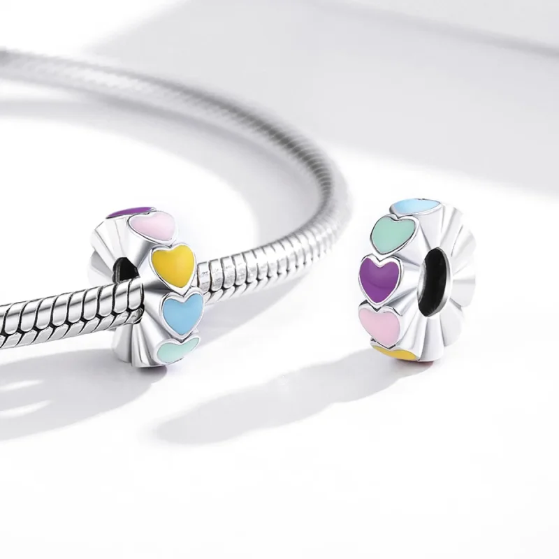 (kép) PANDORA típusú színes szív spacer charm - SCC1838 - Megtekintés 4
