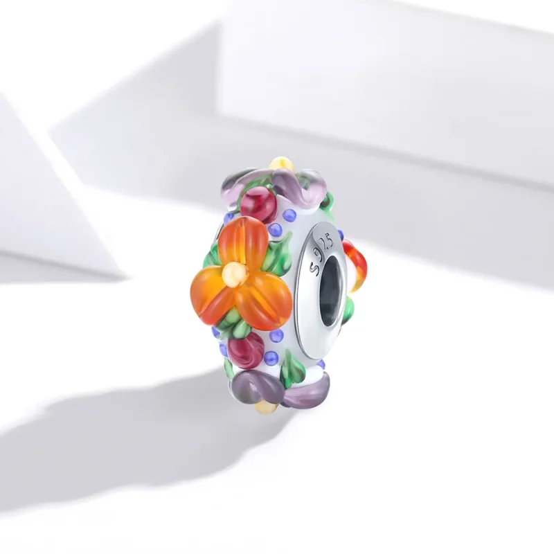(kép) PANDORA típusú színes virágok spacer charm - SCC1720 - Megtekintés 2