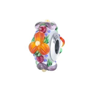 (kép) PANDORA típusú színes virágok spacer charm - SCC1720