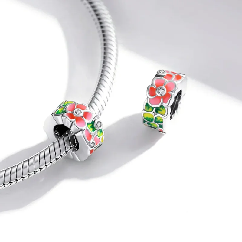 (kép) PANDORA típusú színes virágok spacer charm - SCC1727 - Megtekintés 4