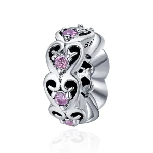 (kép) PANDORA típusú szív alakja spacer charm - SCC339