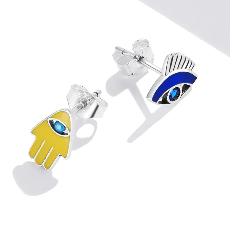 (kép) PANDORA típusú Devil Eye szerencsés kéz szett gombfülbevalók - SCE1341 - Megtekintés 4