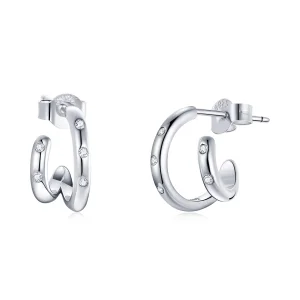 PANDORA típusú Dupla kör gombfülbevalók - BSE494 (kép) PANDORA típusú Dupla kör gombfülbevalók - BSE494