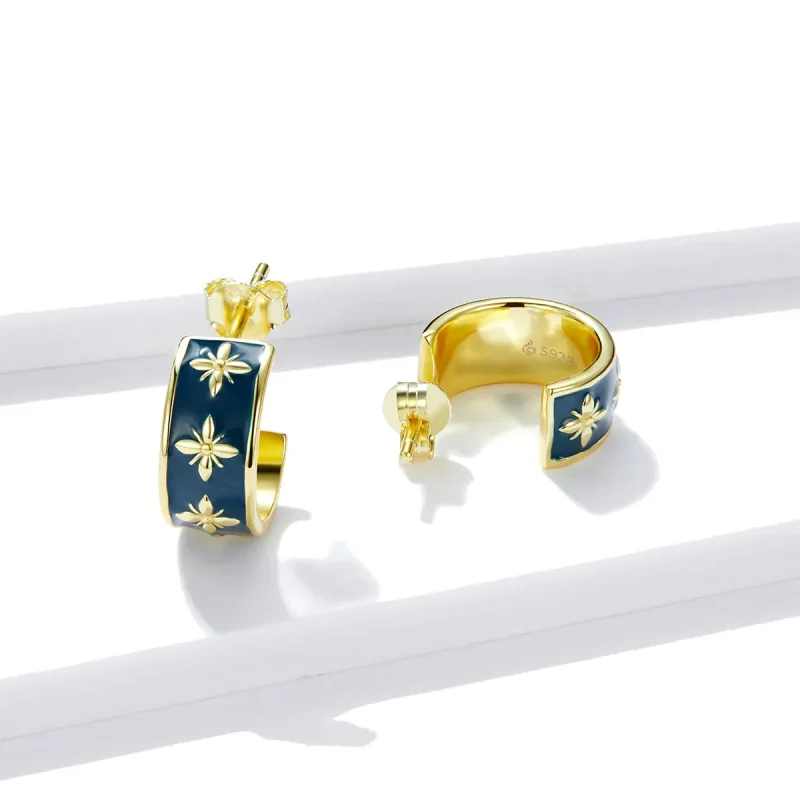 (kép) PANDORA típusú Elegáns orchidea gombfülbevalók - BSE428 - Megtekintés 2