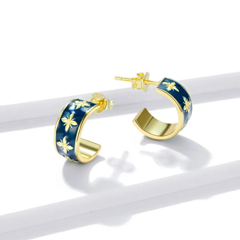 (kép) PANDORA típusú Elegáns orchidea gombfülbevalók - BSE428 - Megtekintés 4