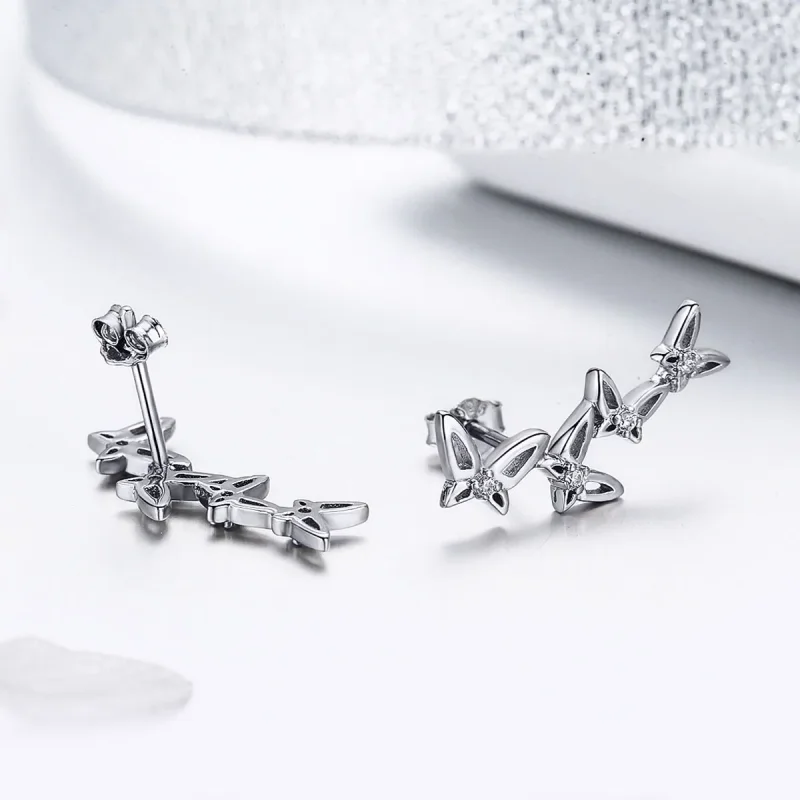 (kép) PANDORA típusú Elegáns pillangótánc gombfülbevalók - BSE056 - Megtekintés 2
