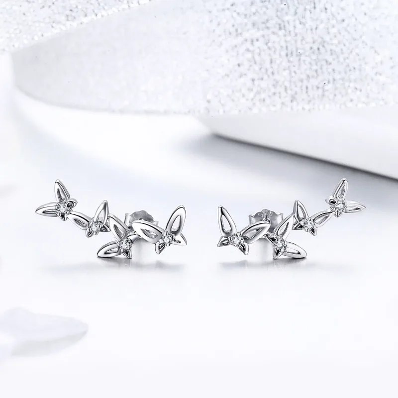 (kép) PANDORA típusú Elegáns pillangótánc gombfülbevalók - BSE056 - Megtekintés 3