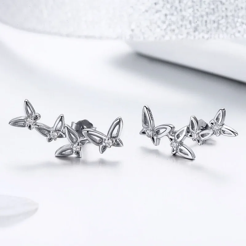 (kép) PANDORA típusú Elegáns pillangótánc gombfülbevalók - BSE056 - Megtekintés 4