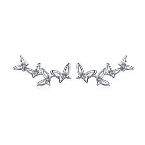 PANDORA típusú Elegáns pillangótánc gombfülbevalók - BSE056 (kép) PANDORA típusú Elegáns pillangótánc gombfülbevalók - BSE056