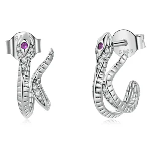 PANDORA típusú Finom ezüst kígyó gombfülbevalók - BSE565 (kép) PANDORA típusú Finom ezüst kígyó gombfülbevalók - BSE565